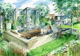 Helen Thomas Trained As A Landscape Designer And Specialises In Hand Rendered Perspectives For Designers Landscape Landscape Design Easy Landscaping Landscape