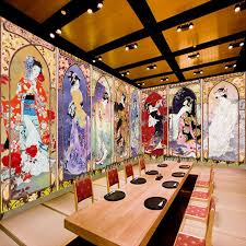 Cherry blossom branch graphic wall decal sticker. Wall Art Wallpaper Japanese Ladies Mural Wallpaper Any Size Oversized For Japanese Restaurant Club Wall Decoration Wallpaper Mural Wallpaper Art Wallpaperwallpaper Japanese Aliexpress