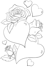 Coloring pages of roses with banners. Roses And Hearts Coloring Pages Best Coloring Pages For Kids