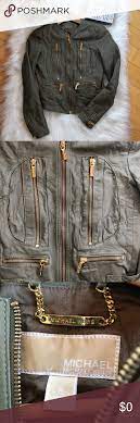 Michael Kors Mk Leather Moto Gold Zip Crop Jacket Crop Jacket Michael Kors Michael Kors Jackets