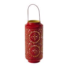 Lanterne En Metal Rouge H 41 Cm Samara Maisons Du Monde Lanternes En Metal Lanterne Samara