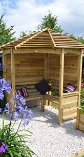 Venetian Corner Arbour Seat With Slatted Roof Design Corner Pergola Pergola Corner Garden Seating