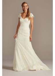 Check out our lace wedding dress cap sleeve selection for the very best in unique or custom, handmade pieces from our dresses shops. Hand Beaded Lace Cap Sleeve Wedding Dress David S Bridal