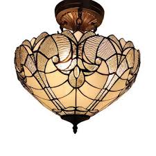 Tiffany Style Semi Flush Mount Ceiling Fixture 16 In Wide Signaturethings Com