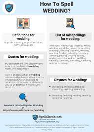 The dress, the flowers, the food are all icing on the cake, but the ceremony is where two people actually become married—legally. How To Spell Wedding And How To Misspell It Too Spellcheck Net
