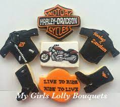 Harley Davidson Motorcycles Jacket Bike And Boots Cookies Birthday Cakes For Men Cookie Arrangements Harley Davidson Birthday