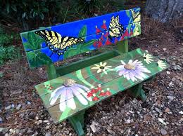Park Circle Butterfly Garden Painted Benches Whimsical Painted Furniture Painted Garden Furniture