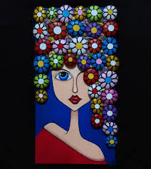 18x35 Kadin Tablo Tasboyama Tastablo Stonepainting Stonetable Kadin Cicek Rock Crafts Pebble Art Art