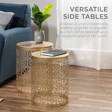 Complement your modern or industrial style with this side table. Joveco End Tables Set Of 2 Accent Nesting Side Tables For Living Room Bedroom And Entryway Gold Coffee Tables Round Modern Nightstands Stools Accent Furniture Home Kitchen Swl13562 Nl