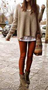 Shop women's lime & vine white gray size m sweaters at a discounted price at poshmark. Women S Tan Knit Oversized Sweater White Crew Neck T Shirt Tobacco Leggings Brown Suede Ankle Boots Lookastic