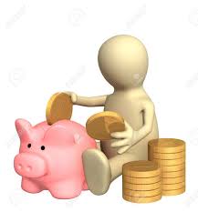 3d Puppet Who Is Saving Money In Piggy Bank. Object Over White Stock Photo,  Picture And Royalty Free Image. Image 3803704.