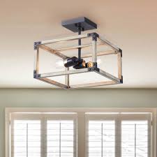 Replacing flush mount ceiling light fixtures is an easy diy project! Co Z 2 Light Modern Caged Square Semi Flush Mount Ceiling Light 12 3 X12 3 X11 Overstock 32929951