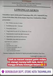 Loker tasikmalaya lowongan kerja tenga dinas bina marga dan penataan ruang non pns uptd 5 tasikmalaya juli 2020 juli 07, 2020 dina bina marga dan penataan ruang provinsi jawa barat uptd pengelolaan jalan dan jemb… Lowongan Kerja Mayasari Plaza Tasikmalaya Tasikplaza