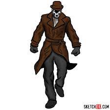 How To Draw Rorschach From Watchmen - Sketchok Easy Drawing Guides