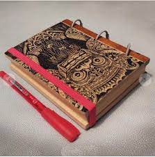 Custom Laser Carved Wood Cover Book Alat Tulis Kayu Buku