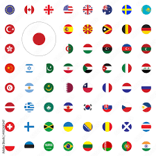 Japan round flag icon. Round World Flags Vector illustration Icons Set.  Stock Vector | Adobe Stock