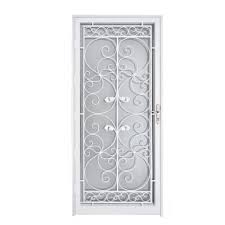 You can choose from black or white. Grisham Naples 36 In X 80 In White Full View Wrought Iron Security Storm Door With Reversible Hinging 37022 The Home Depot Security Storm Doors Wrought Iron Security Doors Storm Door