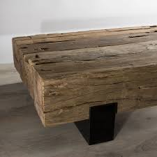 Fabrication d'une table basse en métal et bois massif. Table Basse En Teck Recycle Et Pieds Traverse Metal 160x65x26cm Matt Tables Basses Pier Import