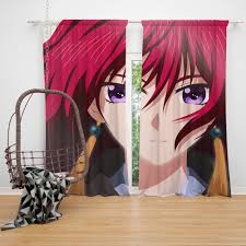 Terracotta red curtains 45 inch length for kitchen windows set 2 panel pocket small window semi sheer linen textured short curtains for fall autumn decor bedroom boys room. Yona Of The Dawn Anime Girl Bedroom Window Curtain Ebeddingsets