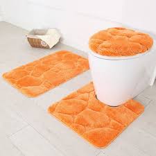 House Of Hampton Hardcastle 3 Piece Bath Rug Set Color Orange In 2020 Bath Rugs Sets Bath Rug Rug Sets