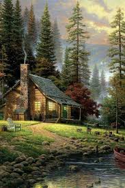 Cabin In The Woods Cabin Art Kinkade Paintings Thomas Kinkade Art