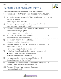 When students first start doing algebraic word problems, the hard part is not solving the equations; Basic Algebra Worksheets