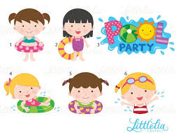 Madchen Schwimmbad Partei Clipart Schwimmbad Partei Cliparts Etsy Girls Pool Parties Party Clipart Pool Party
