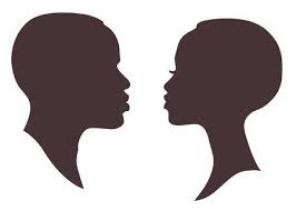 African Woman And Man Face Silhouette Young Attractive Modern Black Woman Silhouette Silhouette Face Woman Face Silhouette Silhouette, person, user, member, account, guest, icon, avatar, profile, me, myself, i. african woman and man face silhouette