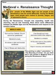 The Renaissance Period Facts Information Worksheets
