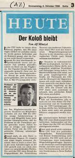 „franz josef strauß gilt als prototyp bayerischer kraftnatur und als symbol für den aufstieg bayerns vom agrarland zum wirtschaftlich erfolgreichsten bundesland. „von der zukunftsorientierten politik von franz josef strauß profitiert bayern noch heute, dreißig jahre nach seinem tod. 26 Wem Die Stunde Schlagt Der Tod Von Franz Josef Strauss 1988 Und Horst Mollers Heldenepos Alf Mintzel