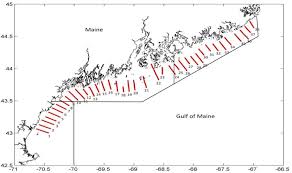 chart of maine coastline showing location of acoustic