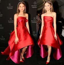 Zendaya In A Gorgeous Red And Pink Rubin Singer Gown And Red Patent Leather Pumps Gowns Event Dresses Red Fashion
