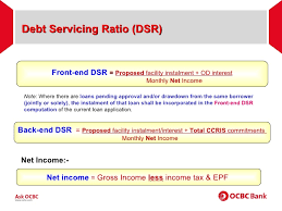 The debt service ratio (dsr) is a debt service measurement that financial lenders use as a rule of thumb when determining the proportion of gross income established in 1990, ctos is malaysia's leading credit reporting agency (cra) under the ambit of the credit reporting agencies act 2010. Ben Ng Homeloan Business Mortgage Agency Business