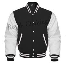 Black And White Varsity Jacket Mens Details About Varsity Letterman Black Wool Genuine White Leather Sleeves Jacket Sizes Xs 7xl Leather Sleeve Jacket Varsity Jacket Varsity Jacket Men