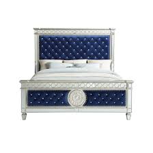 Shop our massive selection of queen bedroom sets now! Glam Queen Bedroom Set 3 Blue Tufted Velvet Mirrored Inlay Varian 26150q Acme Varian 26150q Set 3