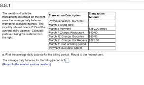 Enter the credit card interest rate (in percentage). 8 8 1 The Credit Card With The Transactions Described Chegg Com