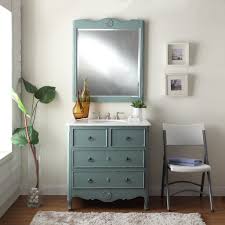 Airy adorable shabby chic bathroom really made for soul rest! Adelina 34 Inch Vintage Bathroom Vanity Vintage Mint Blue Finish