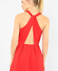 Kleid von bubbleroom aus chiffon. Kleid Mit Im Rucken Gekreuzten Tragern Rot 780758342a03 Pimkie
