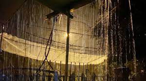 Strong Rain And Light Thunder On To The Metal Roof At Night Natural Wh Metal Roof Metal Roof