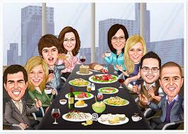 Well, today i've got you covered because i've collected over 50 impressive dinner recipes that you can serve to guests. Company Dinner Party Caricatures Caricature Family Picture Cartoon Party Cartoon