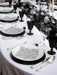 Black And White Table Runner A Black And White Table Setting With A Black Lace Table Runner Black Glasses Bla White Wedding Table Setting White Table Settings Black Wedding Table Setting
