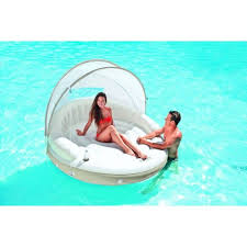Matelas Gonflable Lounge Intex Canopy Island Achat Vente Sur Raviday Piscine Pool Canopy Floating Canopy Pool Floats