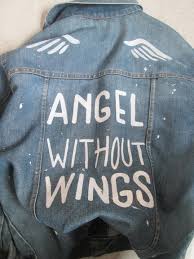 Angel Without Wings Hand Painted On Denim Jacket Denimpainting Denimjacket Himaji Painted Denim Jacket Hand Painted Denim Jacket Painted Denim