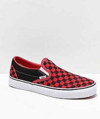 Black And White Checkered Vans Slip Ons Womens Vans Slip On Black Formula Red Checkerboard Skate Shoes Vans Slip On Black Vans Slip On Slip On Sneakers