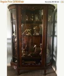 Mothers Day Sale Dark Stained Vintage Oak Curio Cabinet Curio Dark Stains Vintage Dollhouse Antiques
