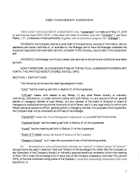 Enterprise asset management involves work management, asset maintenance, planning and scheduling, supply chain management and environmental, health and safety (ehs) initiatives. Asset Management Agreement Dated As Of May 31 2018 Between Spirit Mta