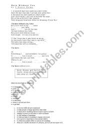 Maybe you would like to learn more about one of these? Here Without You Lyrics Esl Worksheet By Kasiab
