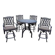Oakland Living Morocco Aluminum 5 Piece Outdoor Bar Height Dining Set With Sunbrella Beige Cushions In 2020 Oakland Living Outdoor Patio Bar Sets Patio Dining Set