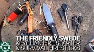 The friendly swede carabiner grenade survival kit with eye knife, pull with needle, wire, tin foil, tinder, fire starter, fishing lines, fishing hooks, weights, swivels, dobber wrapped in 9 feet of 500 pound paracord in retail. The Friendly Swede Keychain Fire Starter Survival Firesticks Review Youtube