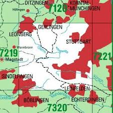 Geographische breite / geographische länge : 7220 Stuttgart Sudwest Topographische Karte Tk25